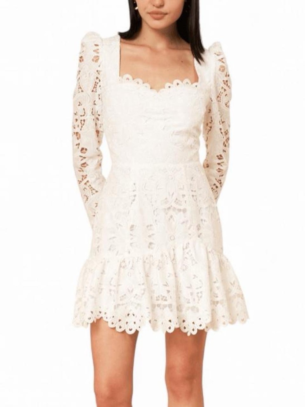 Yumi Kim White Lace Square-Neck Mini Dress
